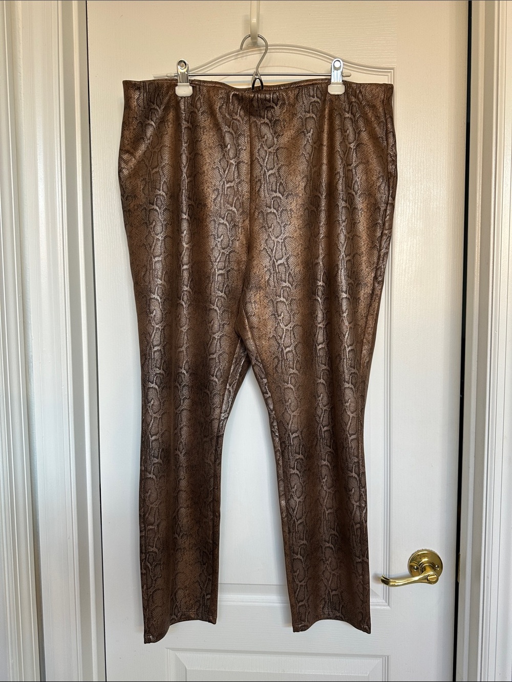 dennis basso Brown Snake-Print Straight Leg Pants